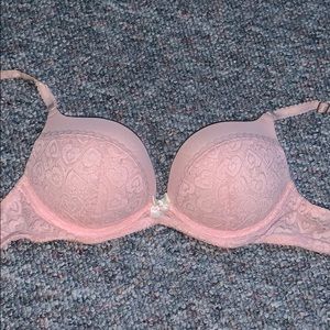 aerie 32a light pink bra with hearts